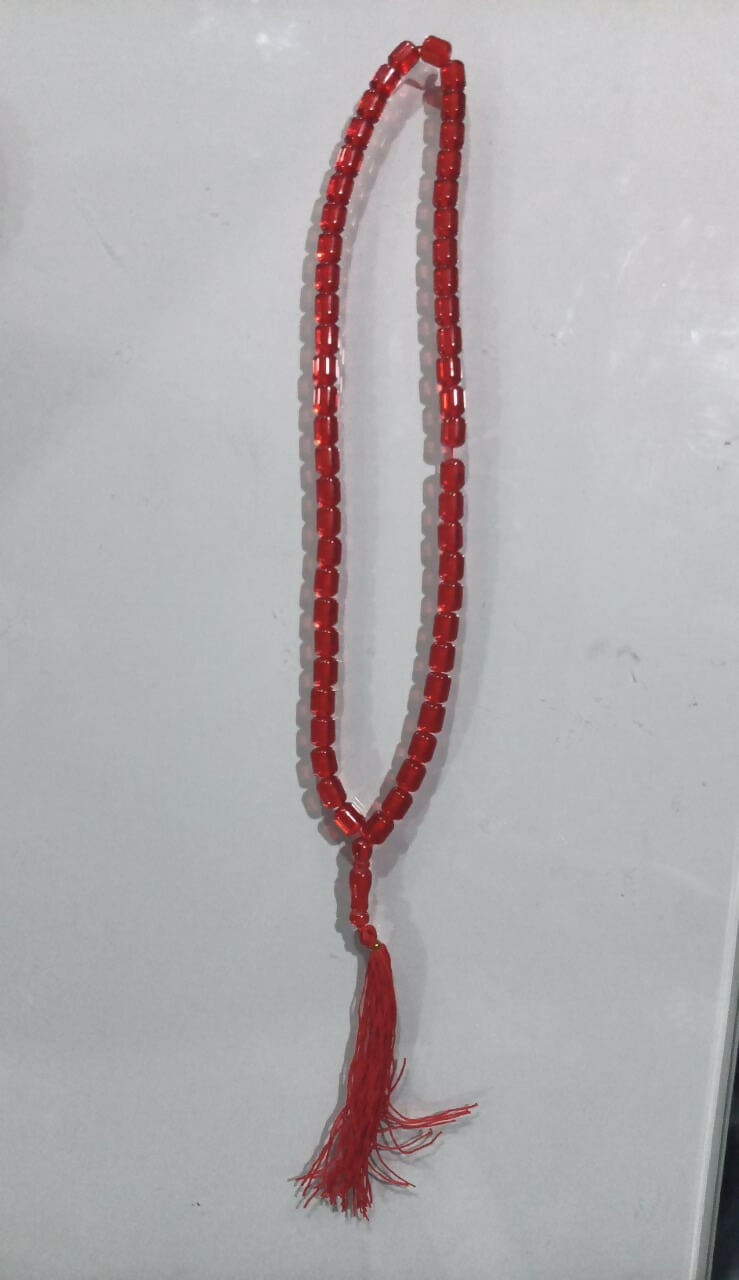 Red Kerwa Mala – Traditional Red Beaded Necklace for Prayer, Meditation & Daily Wear
