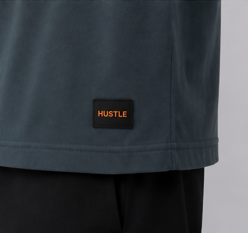 HUSTLE Men's Crew Neck Relax Fit Tees - Charcol Gray