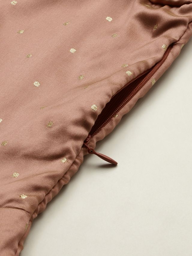 Bollywood Vogue Ready To Wear Peach Jacquard Fit N Flare Dress