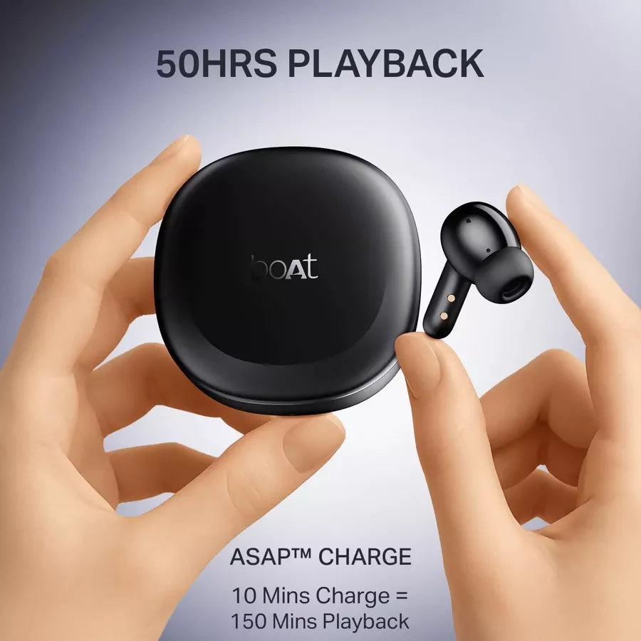 boAt Airdopes Prime 511, Volume Swipe Controls, 50H Battery, 4Mics ENx, App Support Bluetooth (Active Black, True Wireless) Halfpe Deals