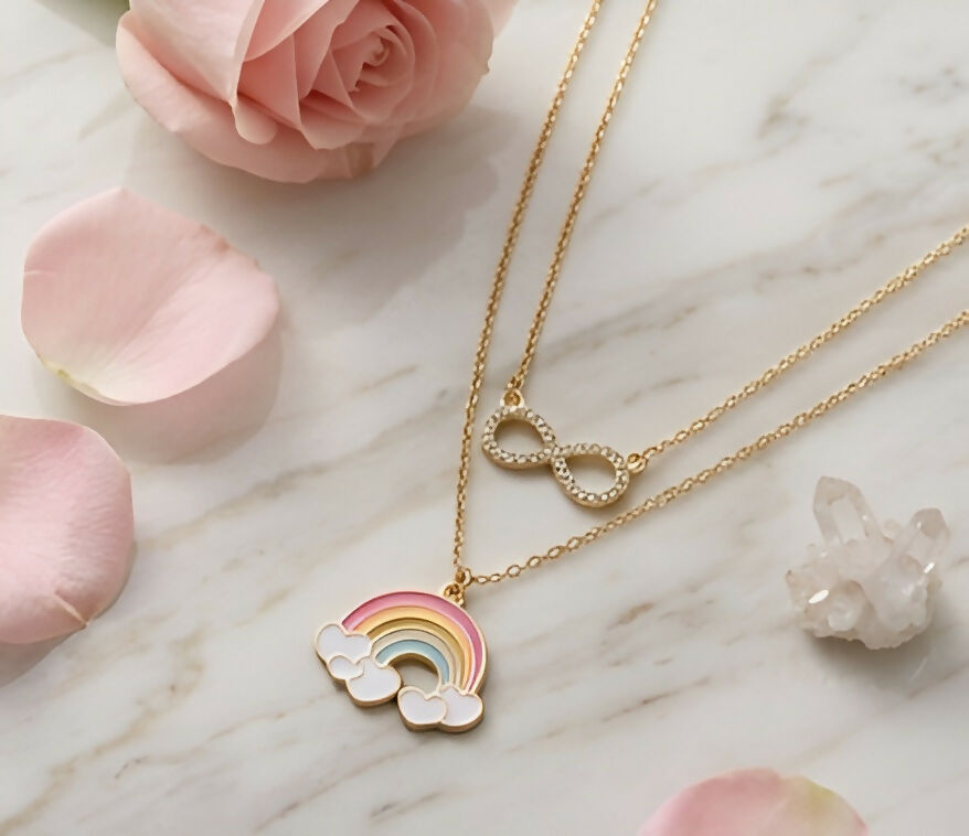 Infinity & Rainbow Pendant Necklace Set (2 Pieces)