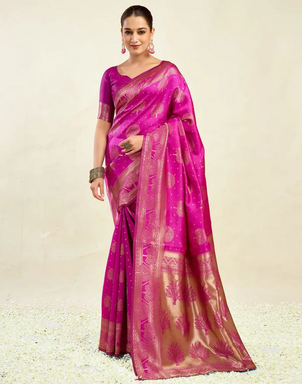 AXONIT Wedding & Festive Jacquard Saree with Heavy Zari Weaving