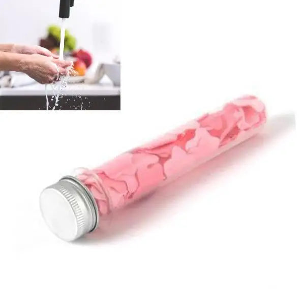 Portable Hand Washing Bath Flower Shape Paper Soap Strips In Test Tube Bottle HP DD