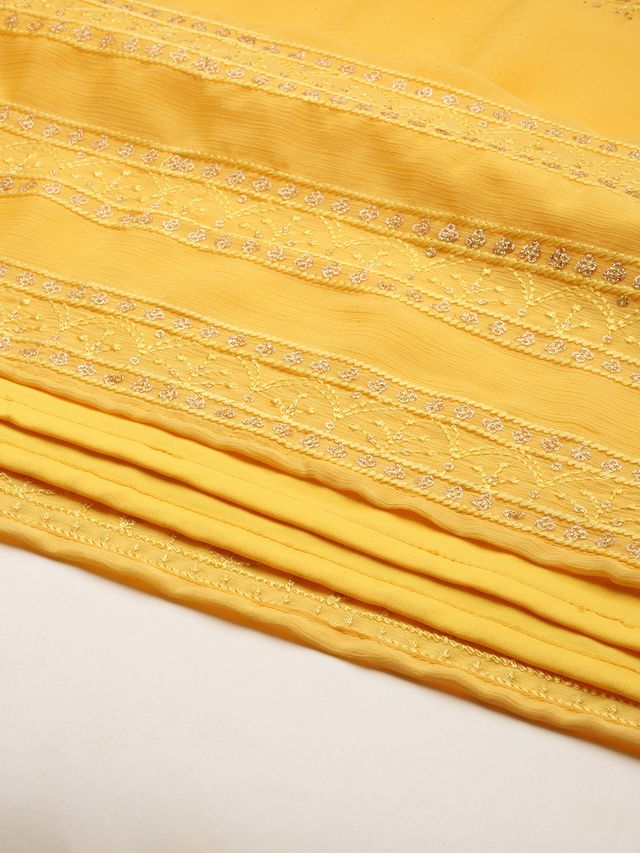 Bollywood Vogue Ready To Wear Yellow Chinon Kaftan Dress