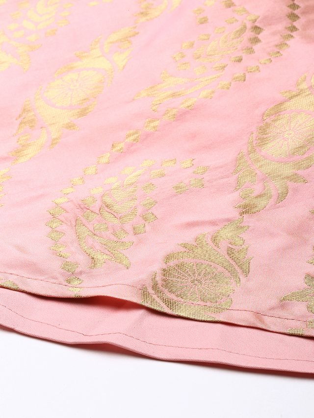 Bollywood Vogue Ready To Wear Pink Taffeta Jacquard Skirt and Blouse