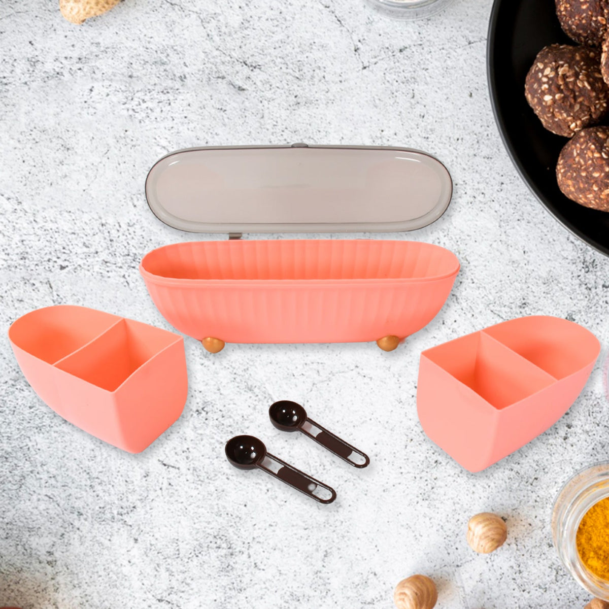 Spice Bottle Spice Jar Durable Spice Seasoning Box Jar Food Grade Spoon Seasoning Case For Kitchen Dry Fruit Tray (1 Pc) HP DD