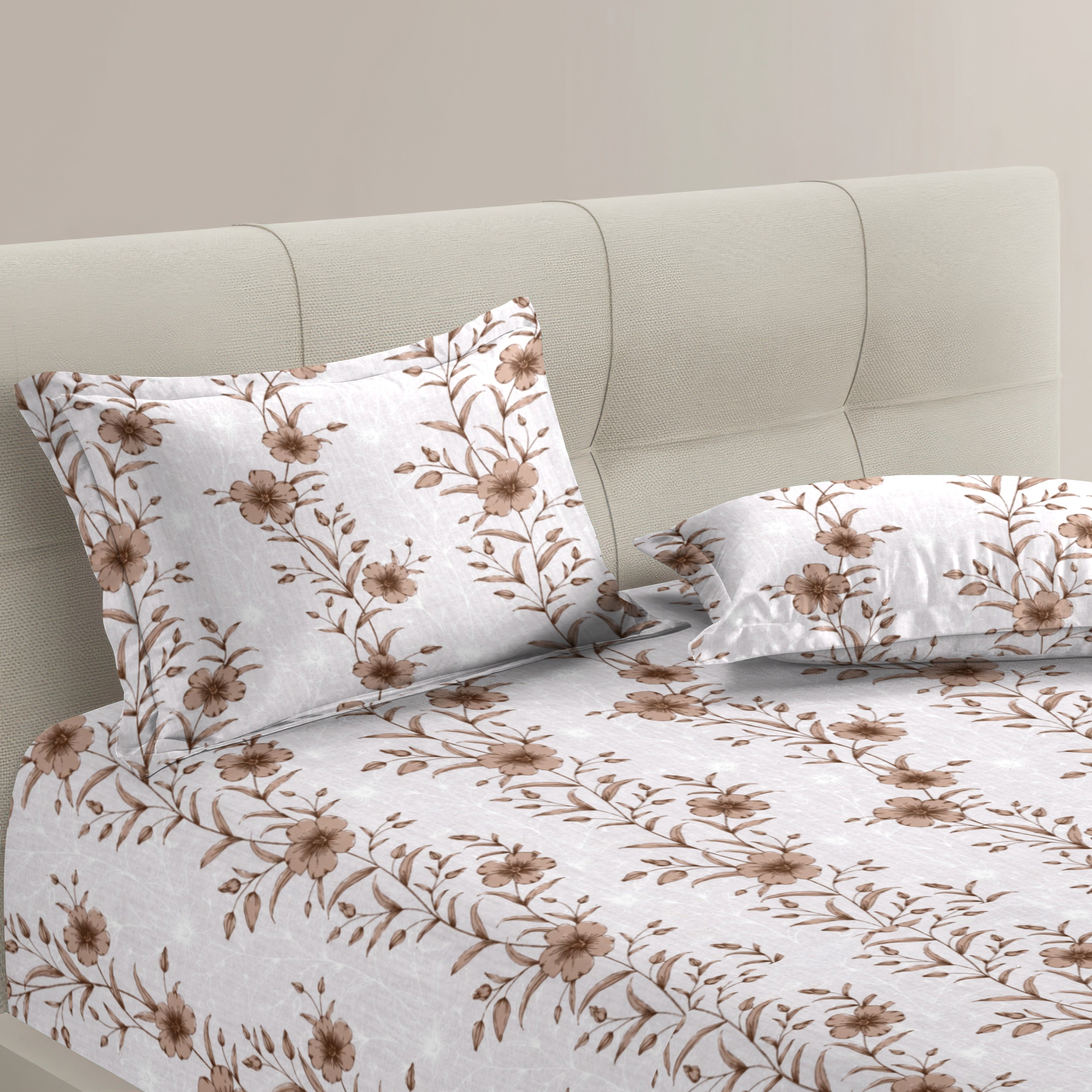 Petal 100% Pure Cotton Collection Percale Super King Bedsheet With 2 Pillow Covers