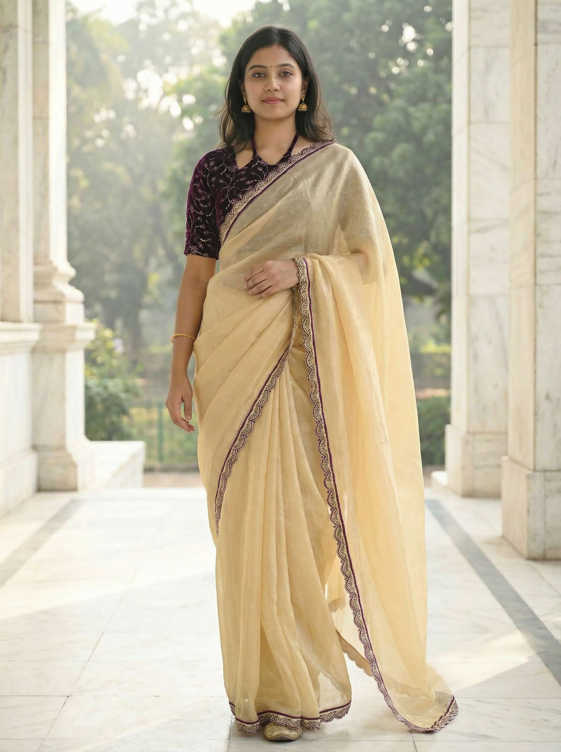 Premium Fendy Silk Saree With Unstitch Velvet Blouse