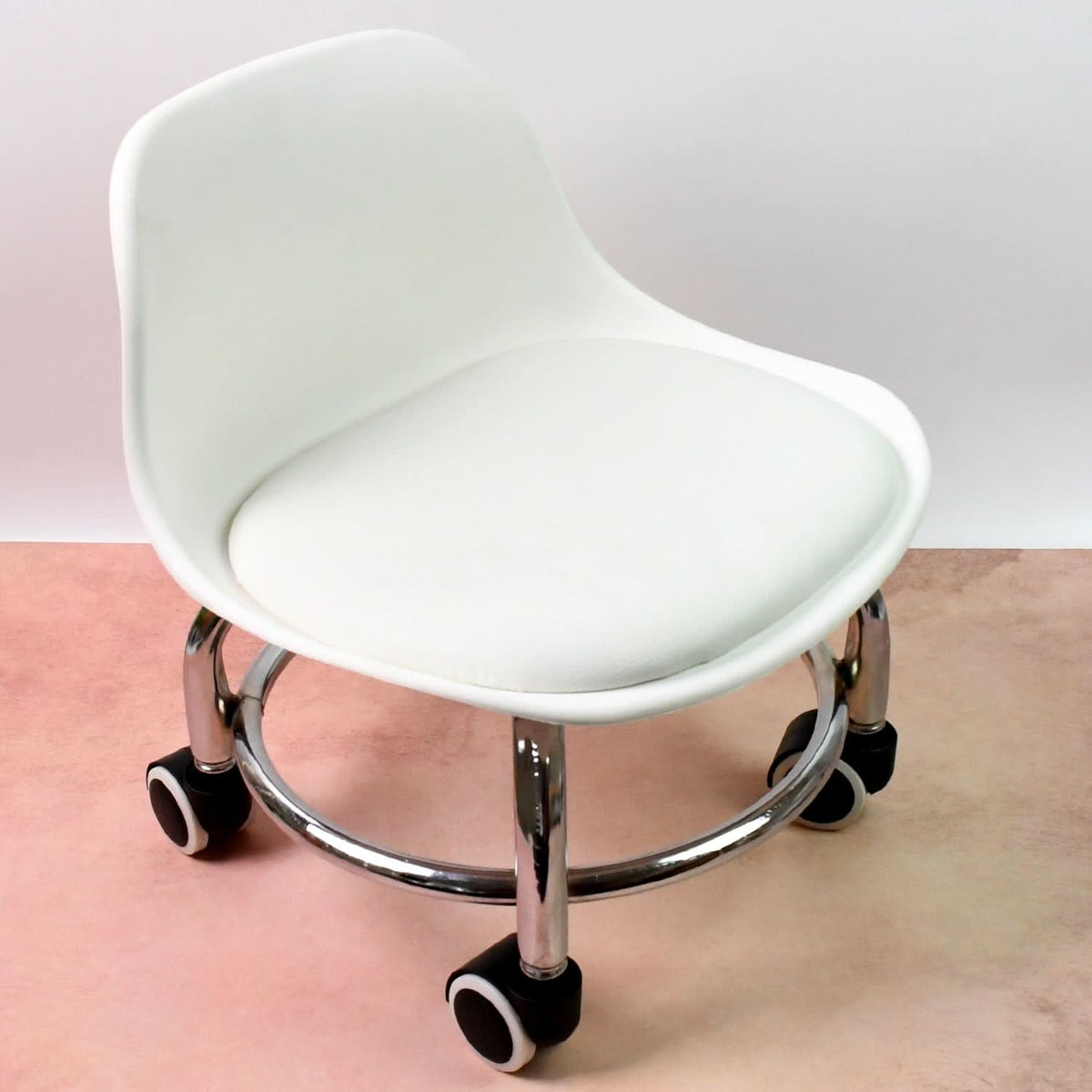 Low Round Rolling Stool with Wheels Multi-Purpose Pedicure & Office Stool (1 Pc) HP DD