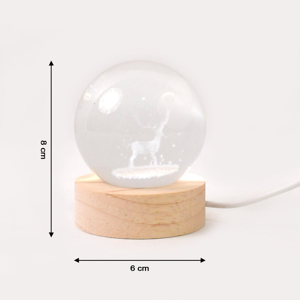Mela Crystal Ball Night Light Glass Ball Night Lamp With Wood Base HP DD