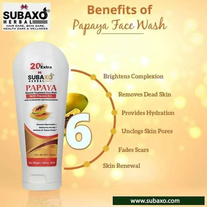 SUBAXO Papaya Herbal Face Wash| Remove Pigmentation & Moisturizes (120ml x 2, Pack of 2) - HalfPe