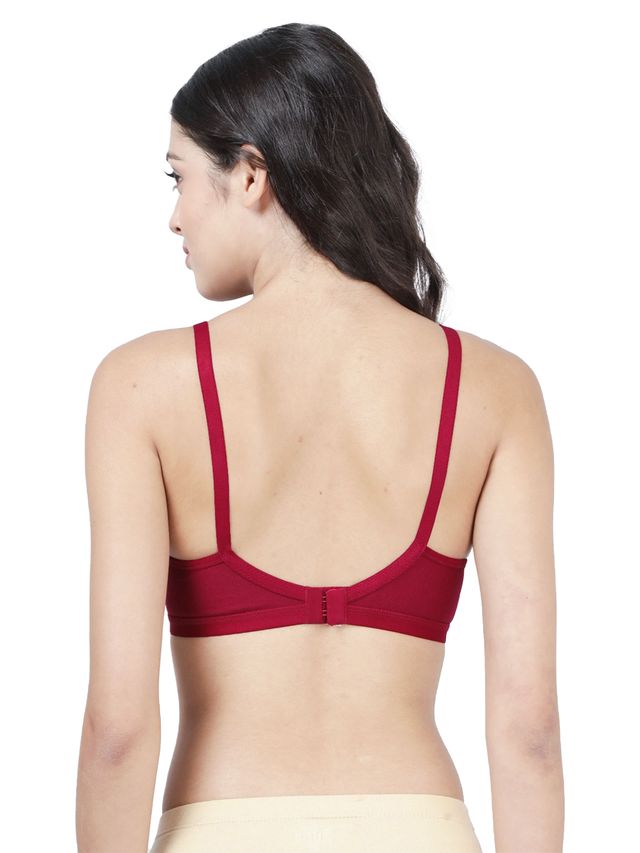 Susie 3/4th Coverage Non Padded Red Dahlia Wirefree Adjustable, Non Detachable Seamed Everyday Bra