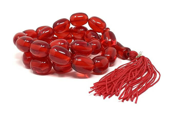Red Kerwa Mala 33 Beads – Short Traditional Beaded Necklace for Prayer & Daily Wear