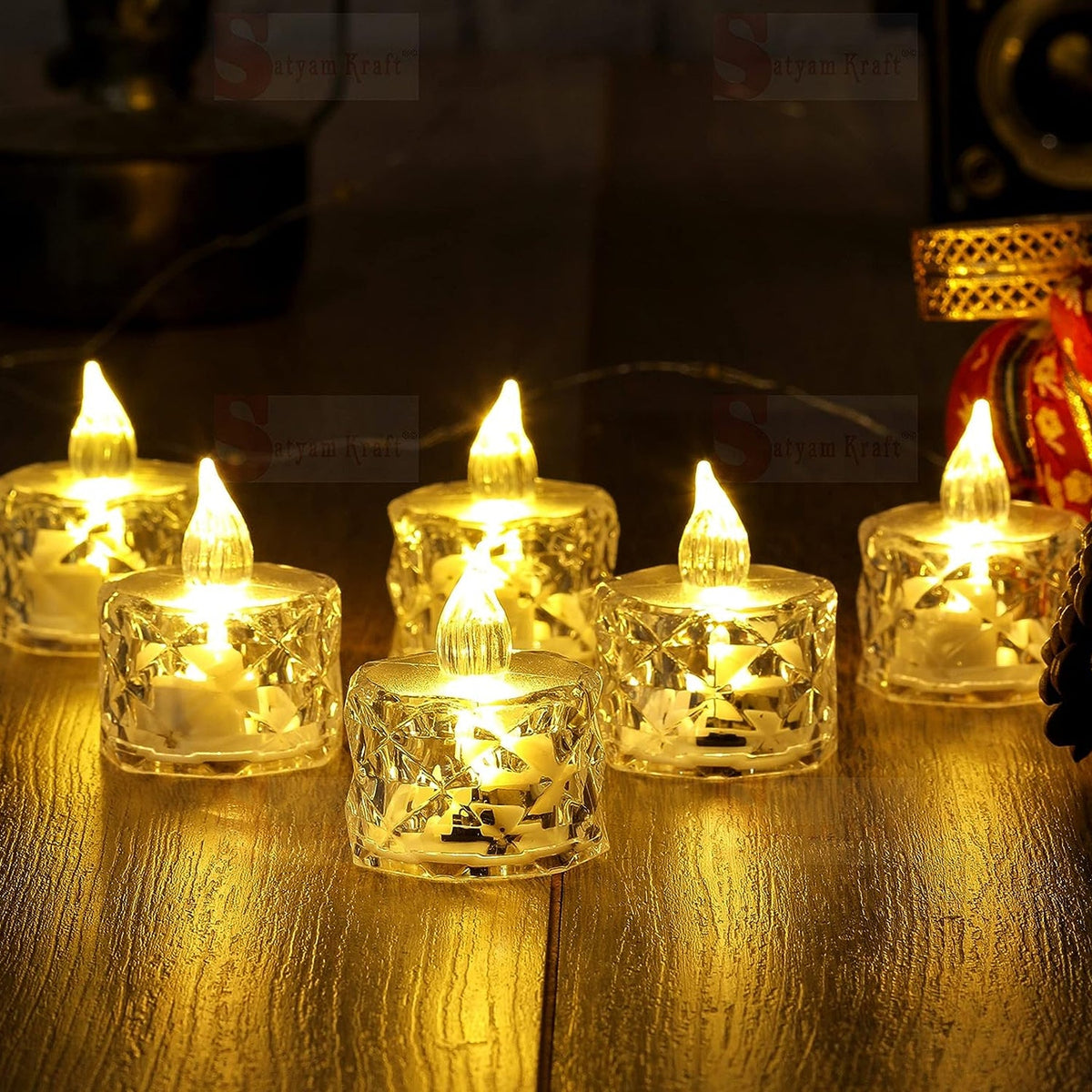 24 Pcs Flameless And Smokeless Decorative Acrylic Candles Transparent Led Tea Light Candle For Gifting House Diwali Christmas Festival Events Decor Candles HP DD