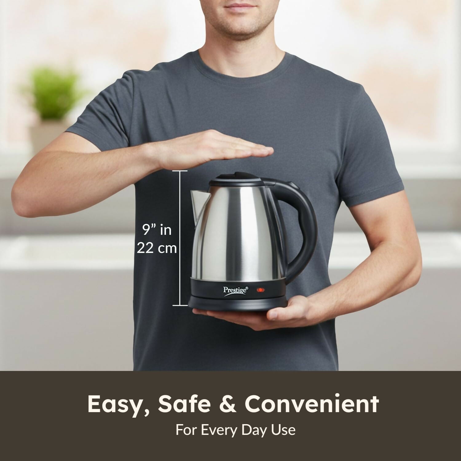Prestige PKOSS 1.5 Electric Kettle Stainless Steel – 1.5 Litre Fast Boiling Kettle HalfPe - FW -TPT