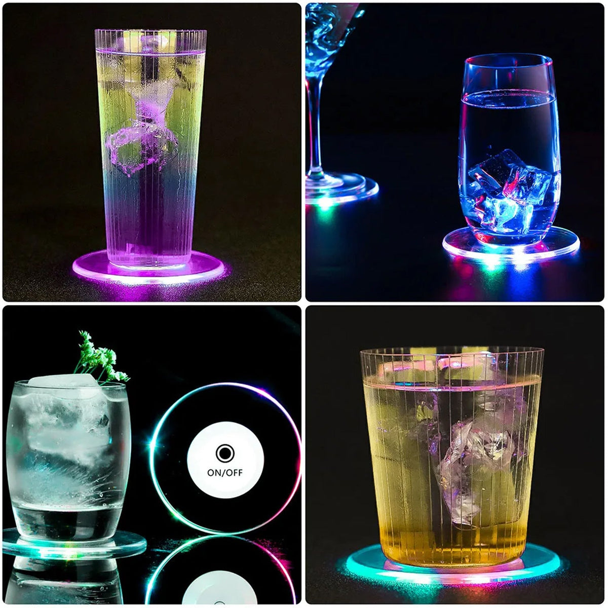Colorful Led Cocktail Coaster Round Ultra-thin Led Drink Coaster (1 Pc) HP DD