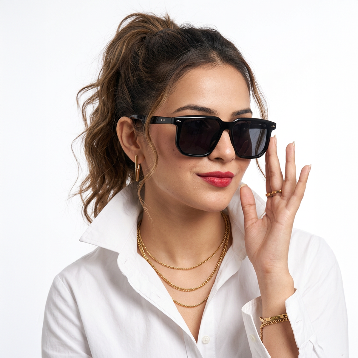 Eyejack Black Wayfarer Sunglasses for Men and Women - Style 2169 - worn by a male model (image 3)