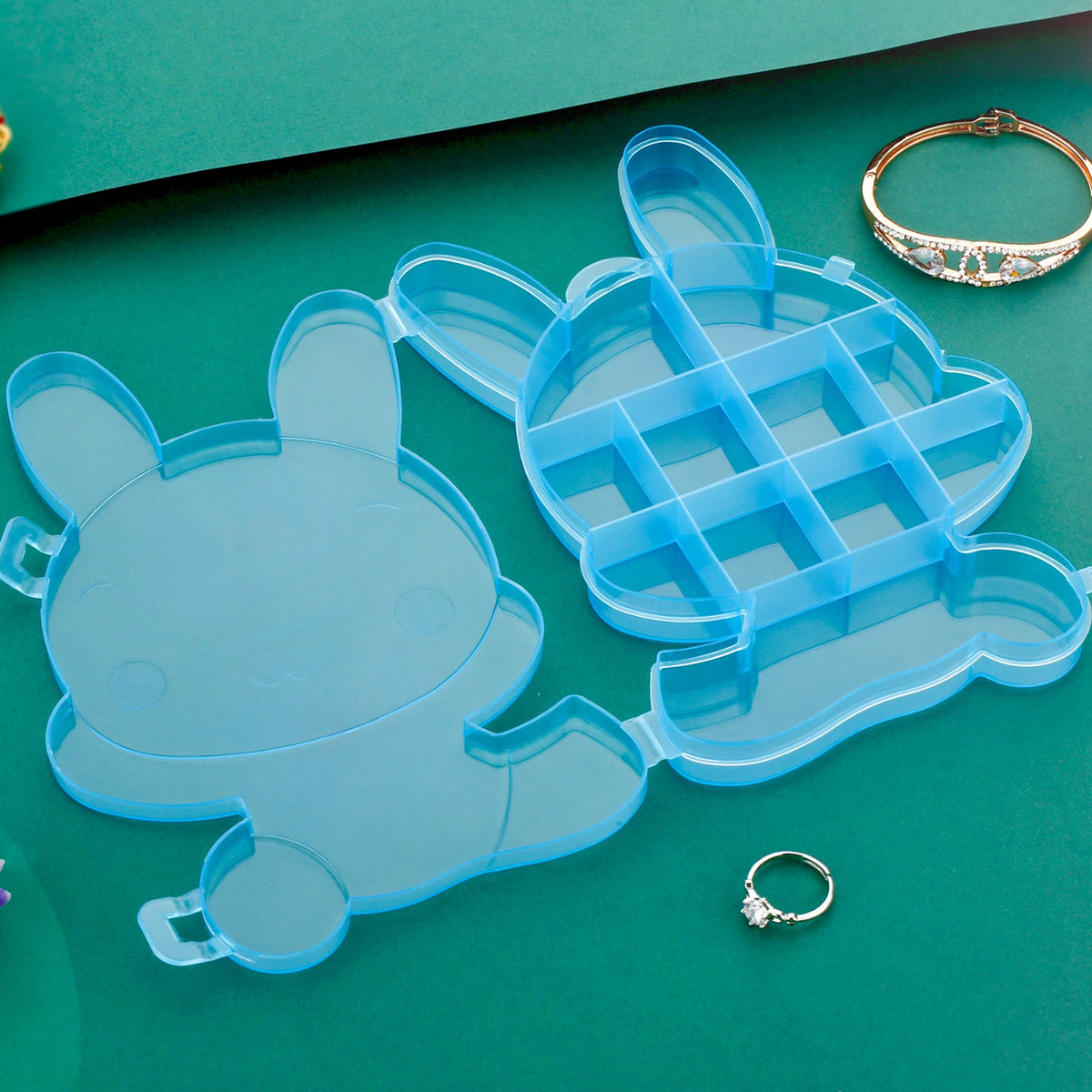 Transparent Cartoon Bear Clear Plastic Storage Box Jewelry Box Jewelry Organizer Holder Cabinets For Small Objects (1 Pc)