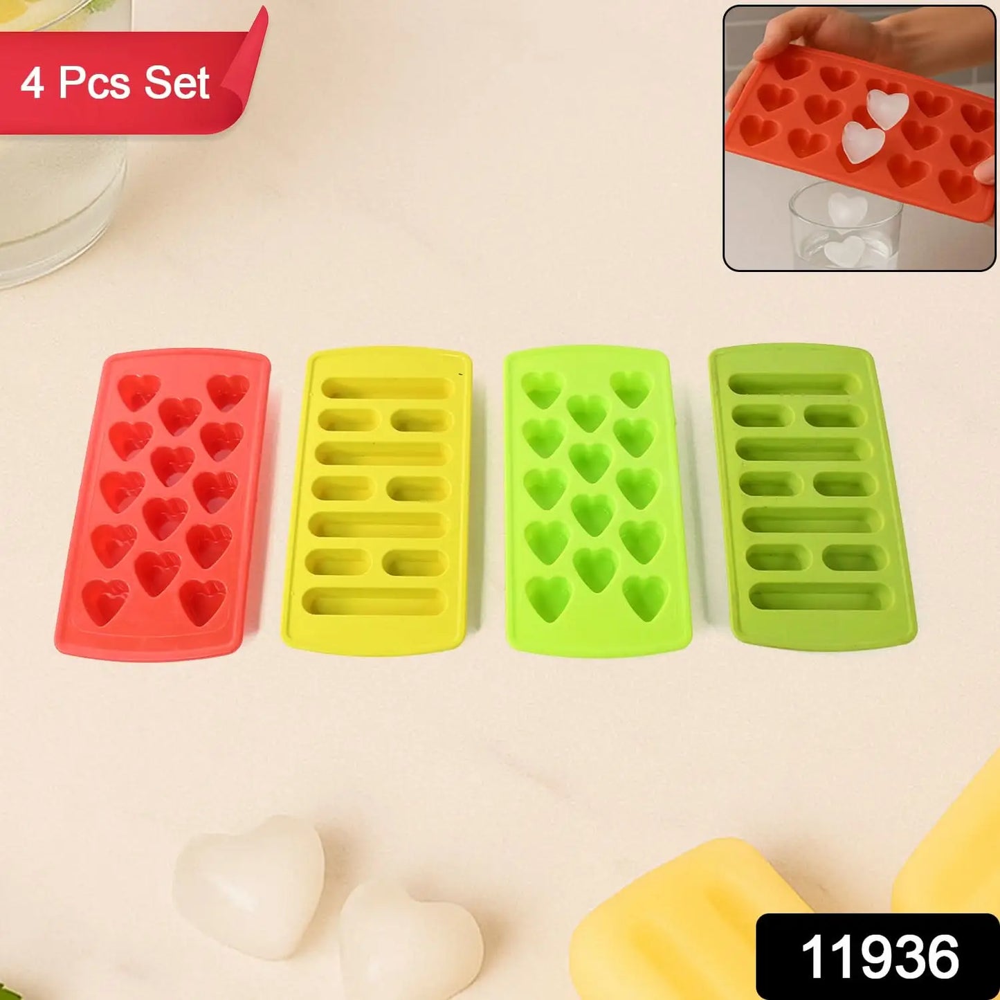 Plastic Ice Cube Tray Set (4 Pc) HP DD