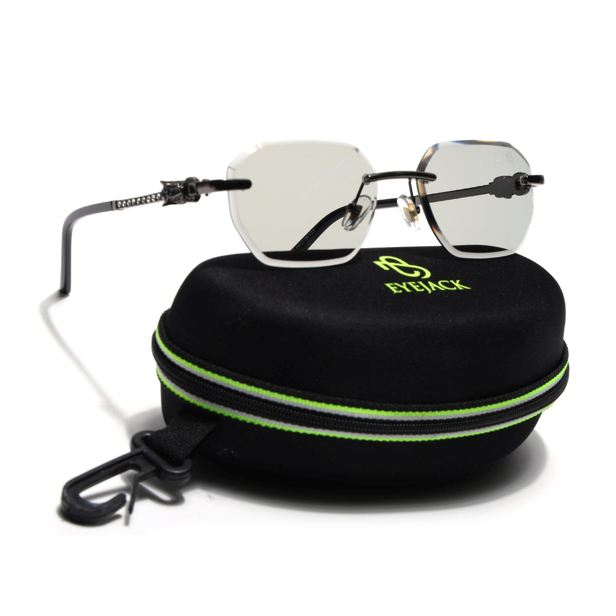Essence Clarity Grey Rimless Sunglasses for Men and Women - view 10