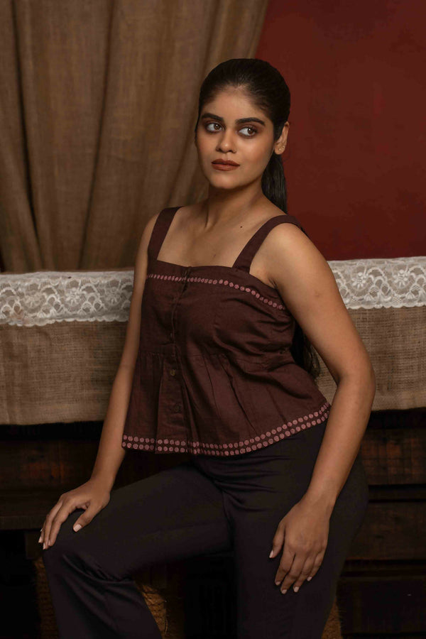 Women’s Square Neck Waist Length Cotton Cami Top Studio Sienna