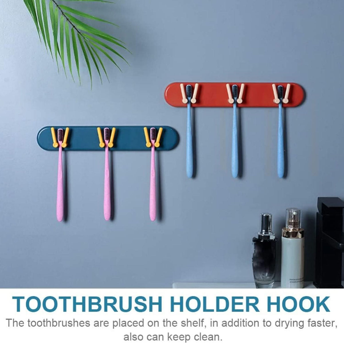 4702 Toothbrush Holder Plastic Bathroom Accessories Organizer Wall Mounted Hanging Mount Shelf Hooks (1pc) HP DD