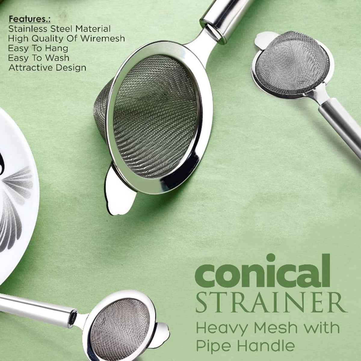 Apex Conical Strainer – Durable Stainless Steel Kitchen Strainer (1pc) HP DD
