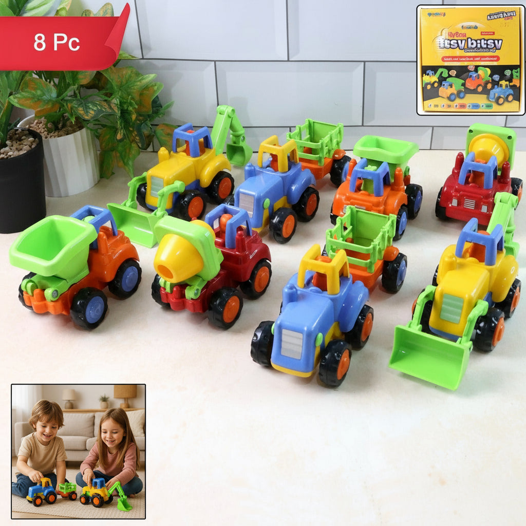 Funwoods Itsy Bitsy Construction Vehicle Toy Set For Kids - (8 Pc)