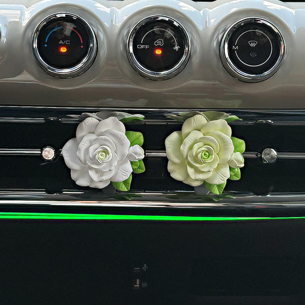 Elegant Rose Flower Car Air Freshener Clip For Ac Vent With Perfume Bottle 10ml(1 Pc) HP DD