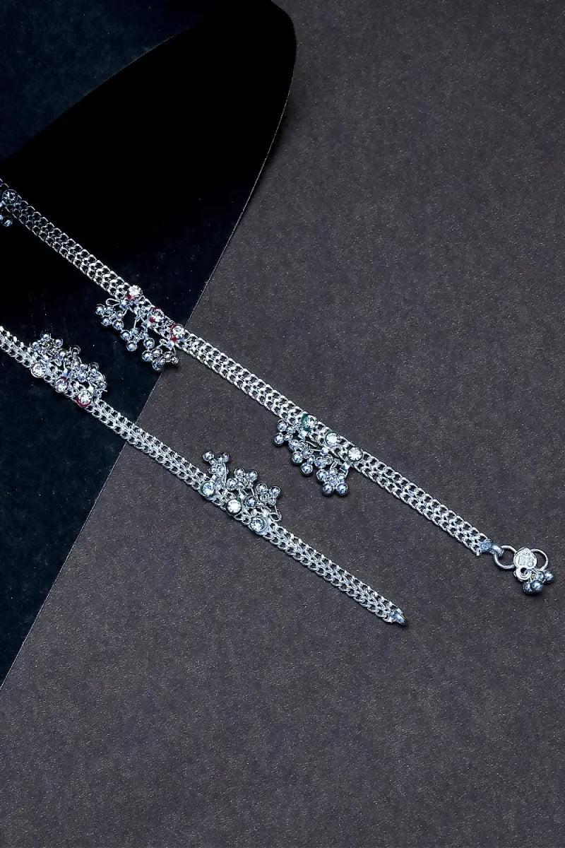 Silver Plated Beads Anklet for Women(Silver,10 Inch,1)