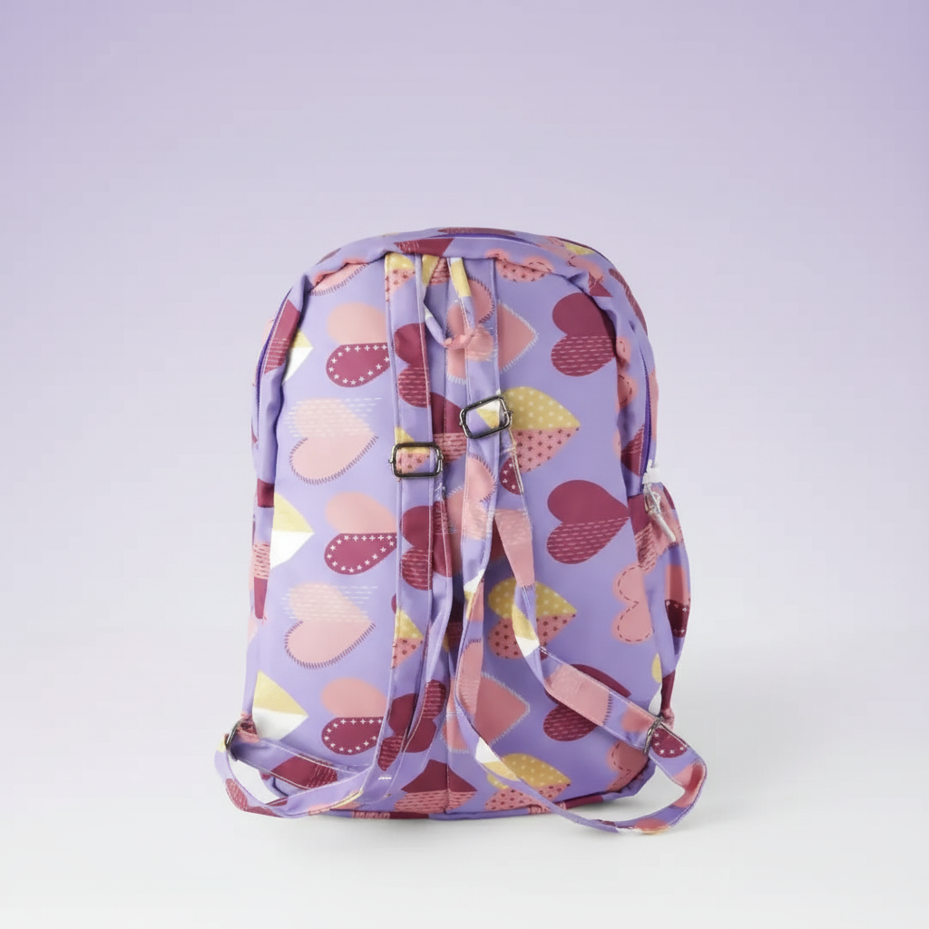 Hearts Printed College Backpack for Girls (Multicolor) SUPER