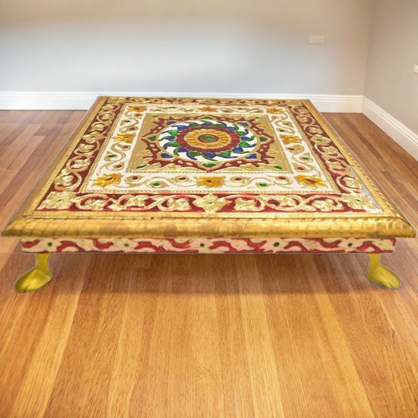 Santarms Meenakari Pooja Chowki for Idols or ladoo Gopal singhasan puja Item