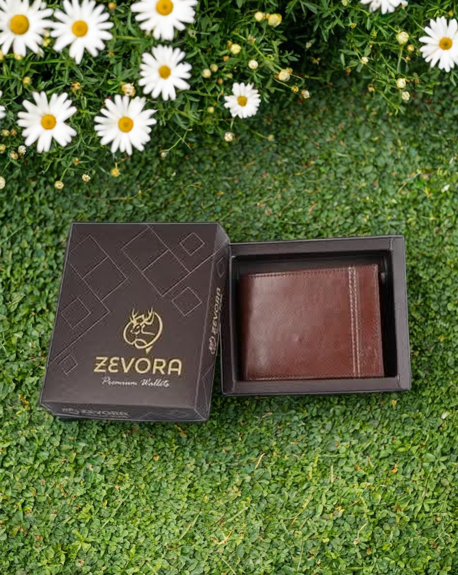 ZEVORA Men Casual Brown Artificial Leather Wallet