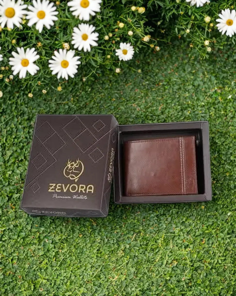 ZEVORA Men Casual Brown Artificial Leather Wallet AVENUE OVERSEAS