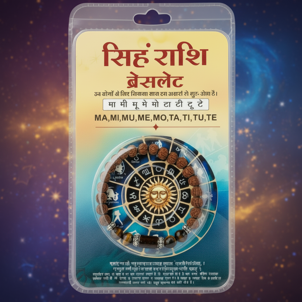 Leo Rashi Rudraksha Bracelet (Simha Rashi-సింహ రాశి) – Strength, Creativity & Positive Energy Band