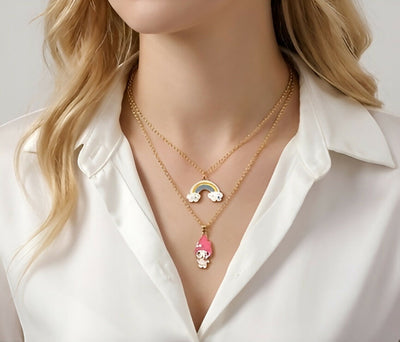 Set of 2 Pearl Pendant Necklaces – Gold-Plated Elegant Minimalist Jewelry for Women