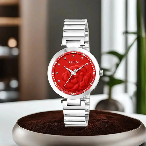 LOREM Red Fancy Analog Watch For Women LR317 LOREM