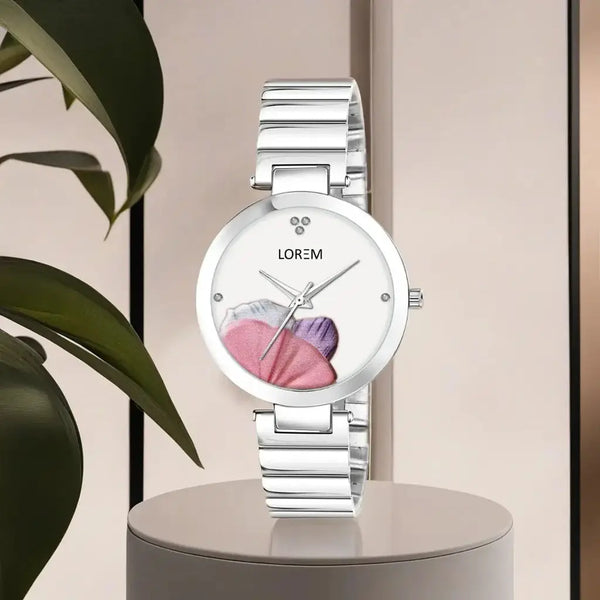 LOREM White Flower Designer Analog Watch For Women LR314 LOREM