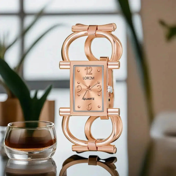 LOREM Rose Gold Trending Square Braclet Analog Watch For Women LR293 LOREM