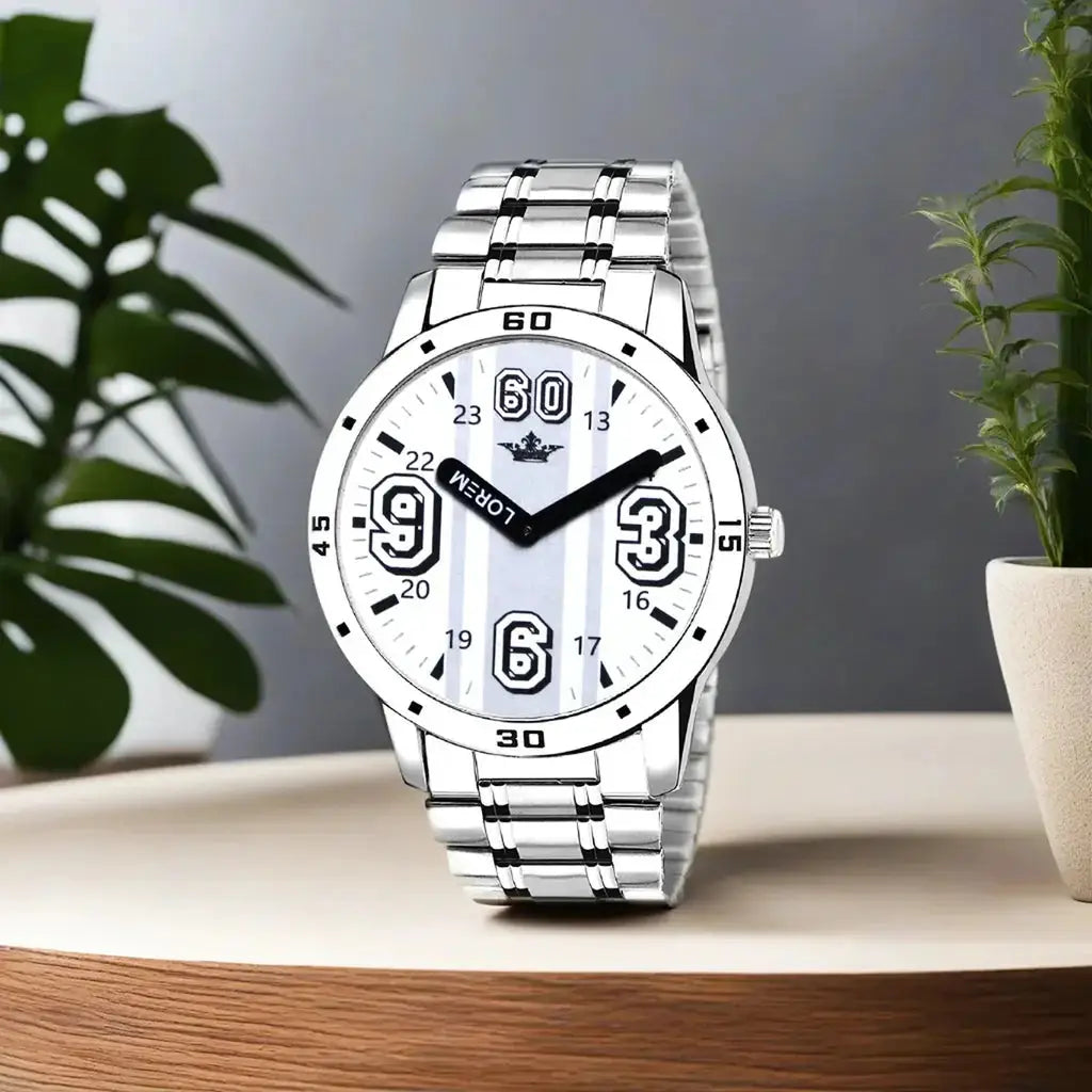 LOREM White Professional Look Analog Watch For Men (LR111) LOREM