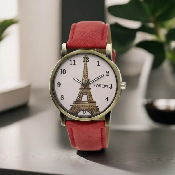 LOREM Pink Eiffel Tower Analog Watch For Women LR230 LOREM