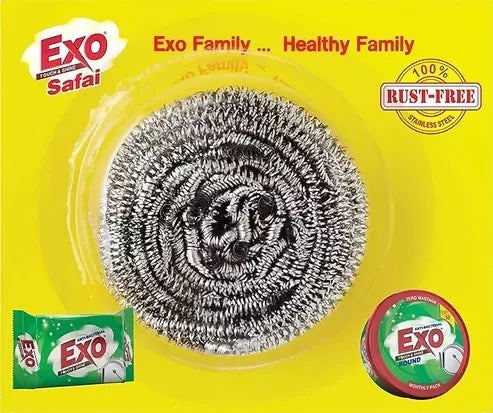 Exo Safai Steel Scrubber Scrub Pad Stainless Steel Scrub (Small, Pack of 4)