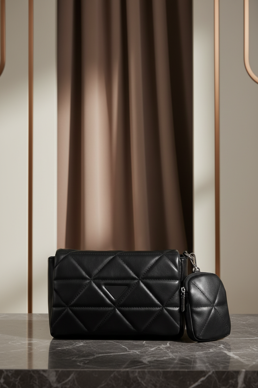 Elegant Quilted Sling Bag with Mini Pouch – Chic & Versatile (Black) RAYORA ENTERPRISE