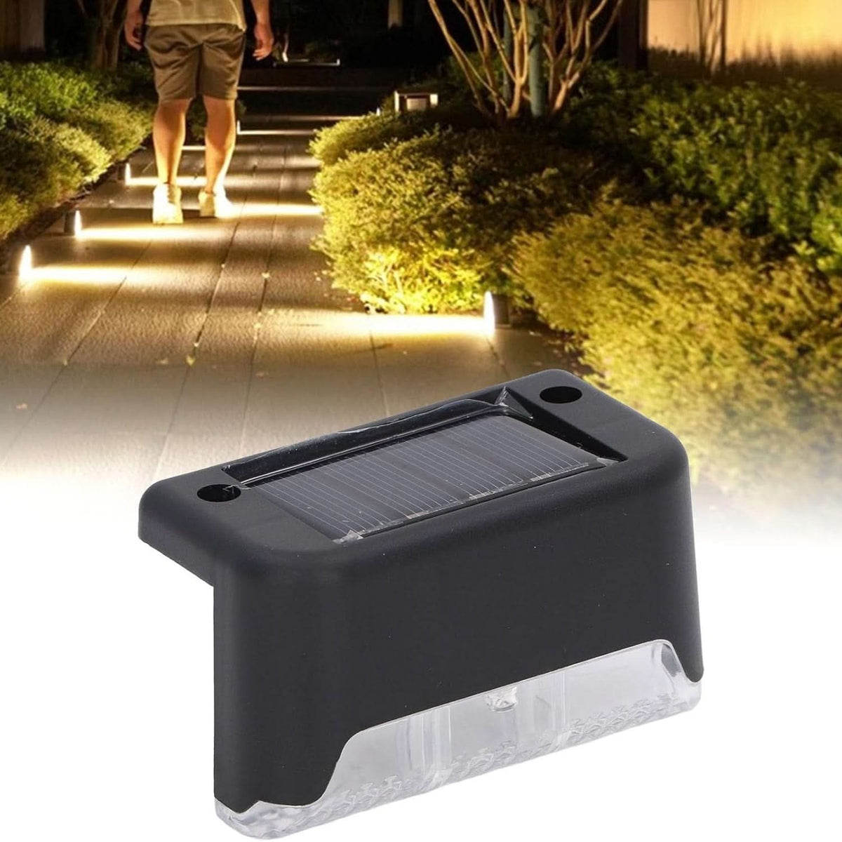Solar Decorative Lights Waterproof Durable Garden Atmosphere Lights Stair Lights Railing Lights Step Steps Lights For Outdoor Patio Courtyard Stair Step Fence Patio Stairsyard Garden Pathway ( 4 Pc Set) HP DD