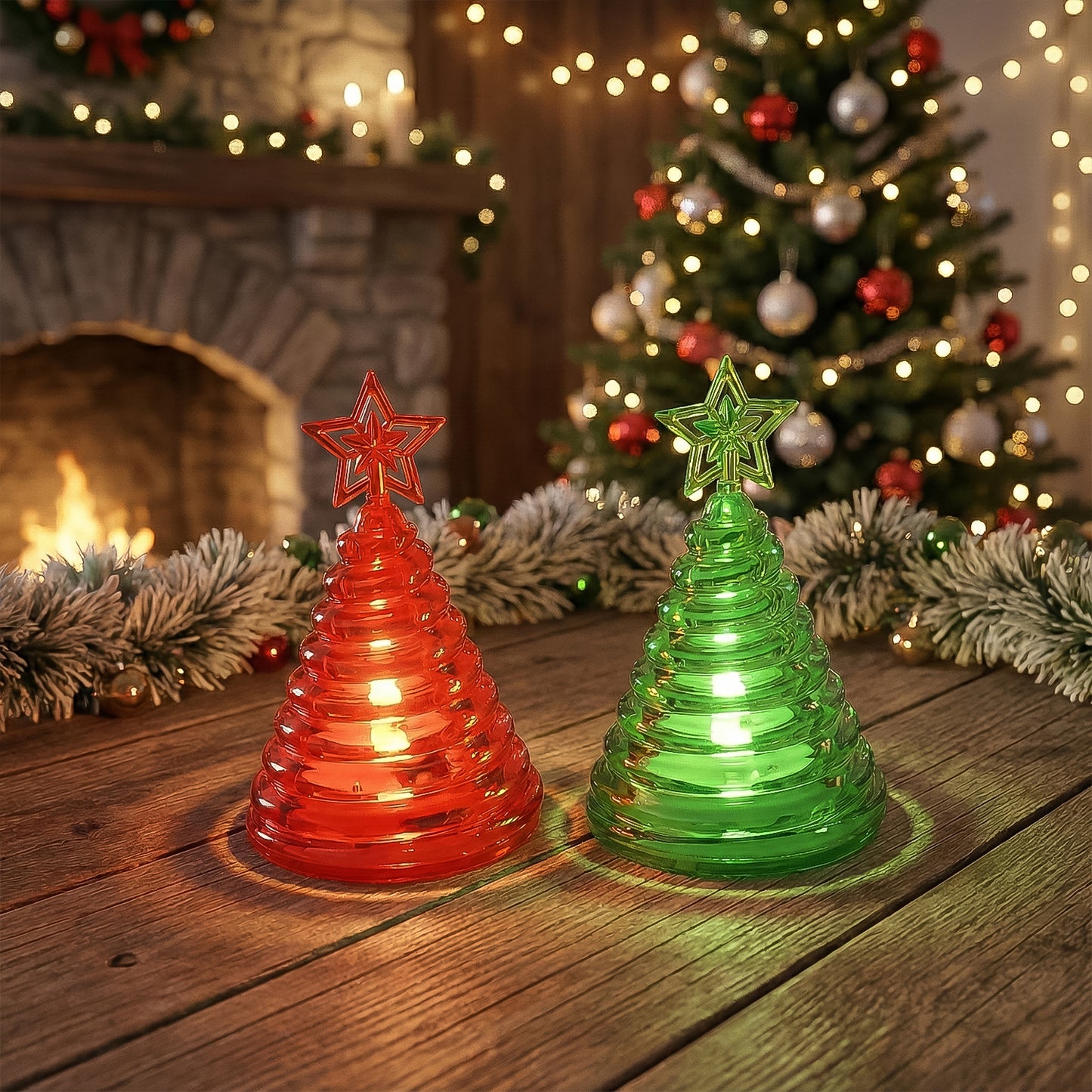 Premium Led Spiral Christmas Tree Decorative Night Lamp Set