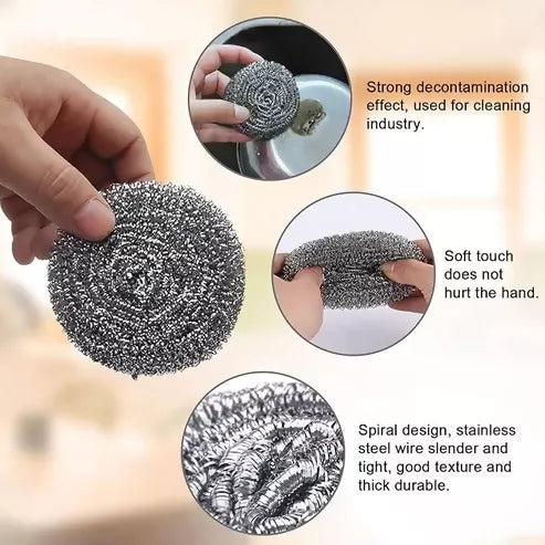 Exo Safai Steel Scrubber Scrub Pad Stainless Steel Scrub (Small, Pack of 4)