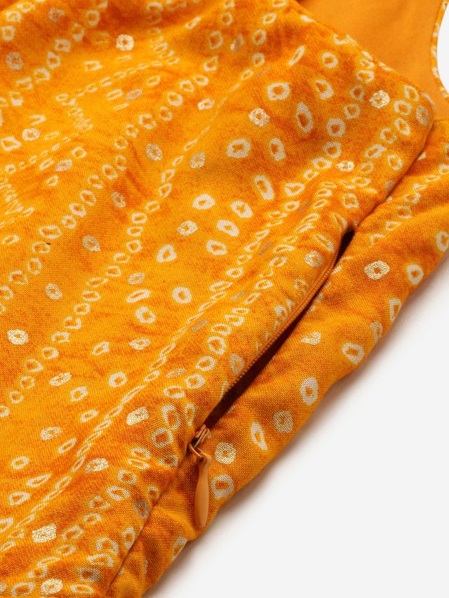 Bollywood Vogue Ready To Wear Yellow Printed Strap Neck Dress