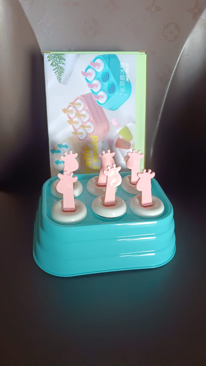 6 Cavity Popsicle Molds Plastic Giraffe Shape Ice Moulds (1 Pc) HP DD