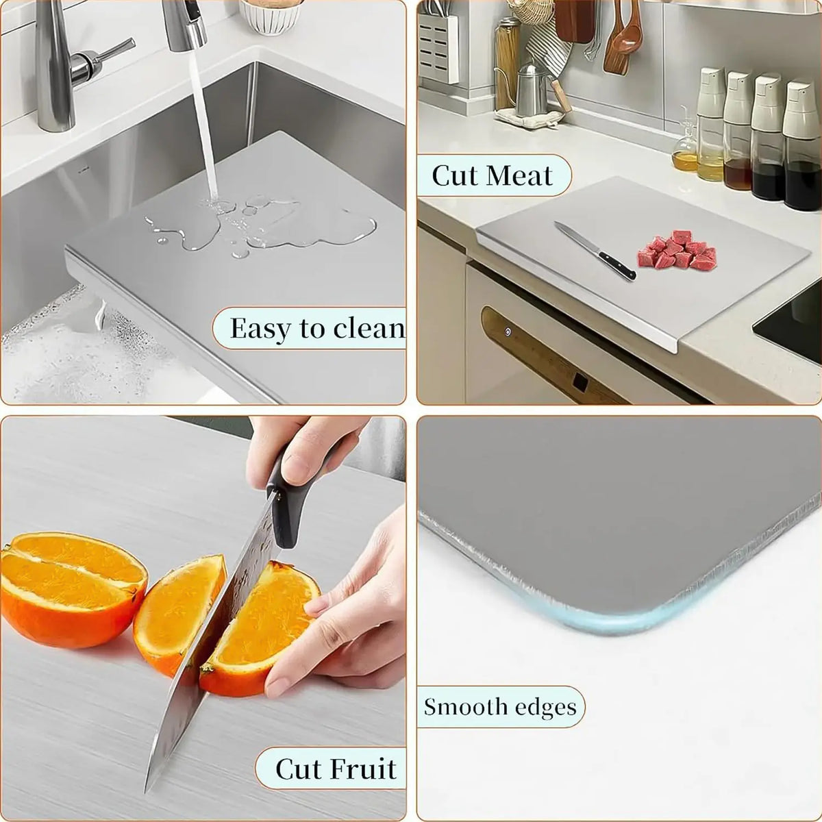 Premium Stainless Steel Anti-bacterial Chopping Board For Kitchen (1 Pc) HP DD