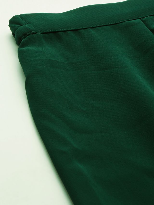 Bollywood Vogue Ready To Wear Green Muslin Print N Green Georgette palazzo Suit